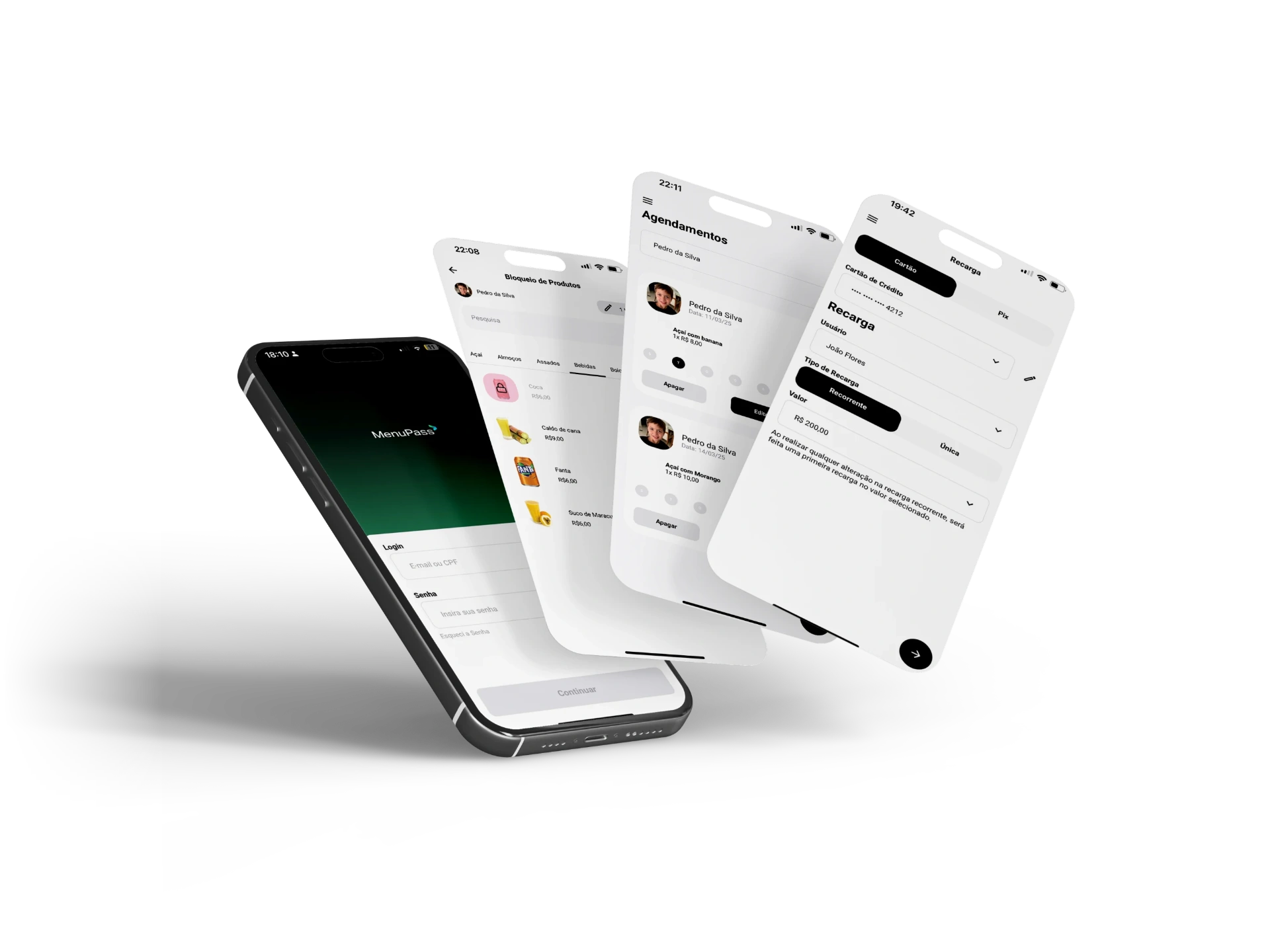 Menupass - Telas do aplicativo